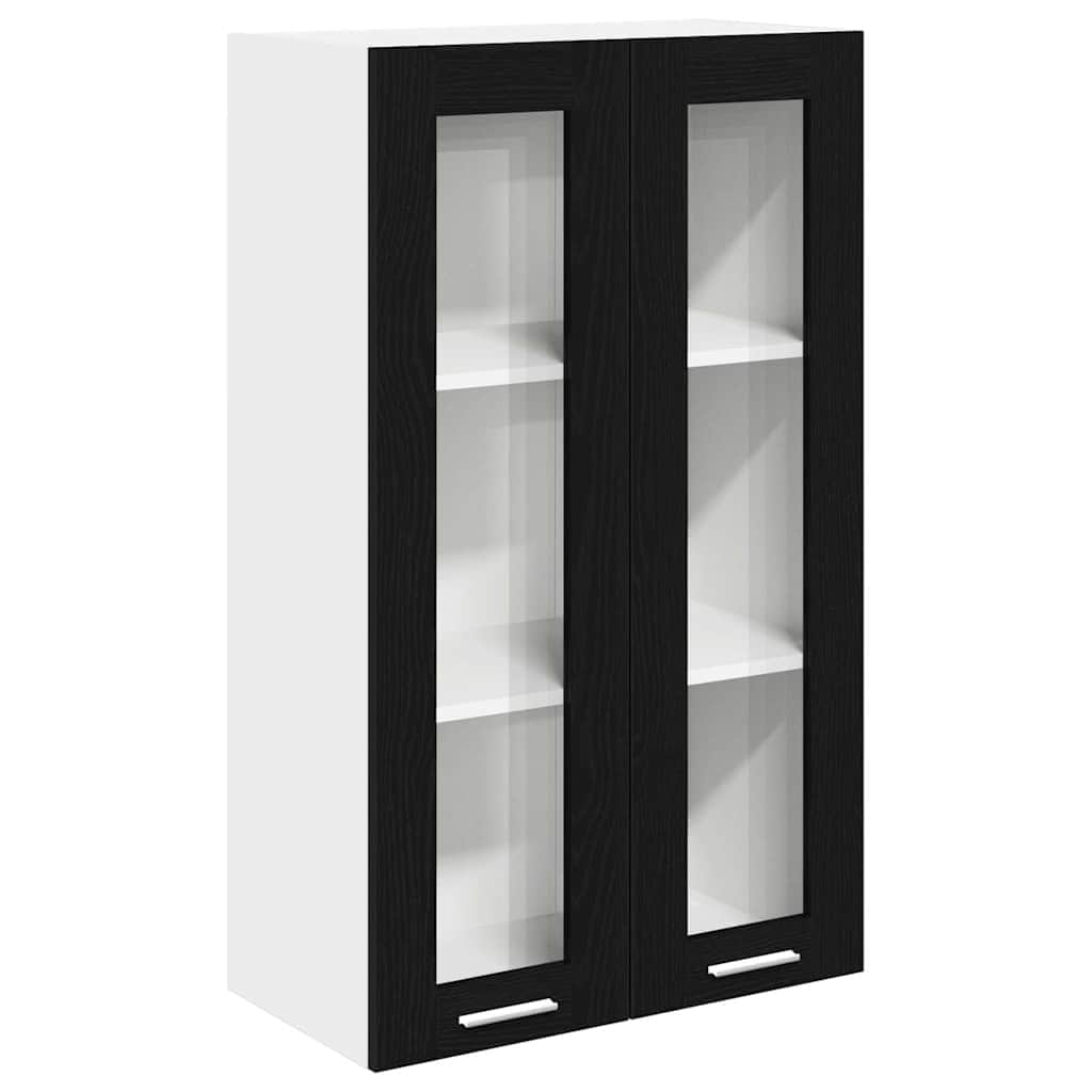 Black colour - Functional Hanging Cabinet Riga Black Oak Engineered Wood - High