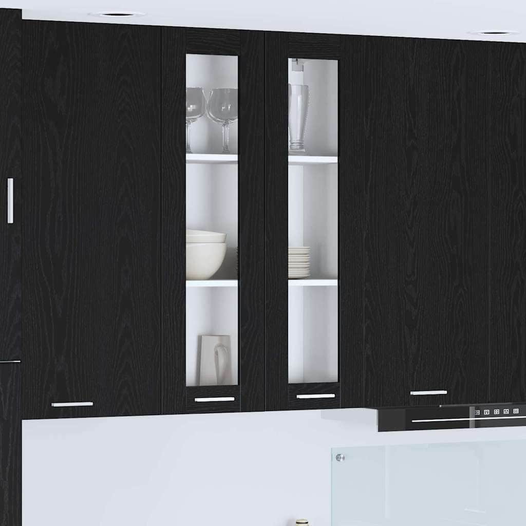Functional Hanging Cabinet Riga Black Oak Engineered Wood - High