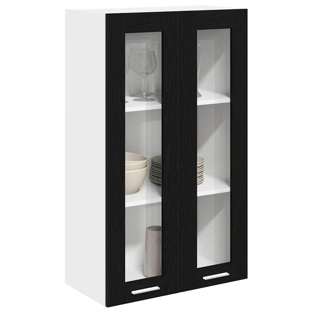 Functional Hanging Cabinet Riga Black Oak Engineered Wood - High