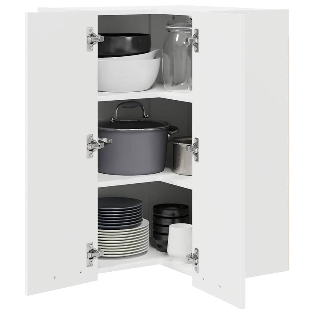 Functional Hanging Cabinet Riga White Engineered Wood - High | Wood finish