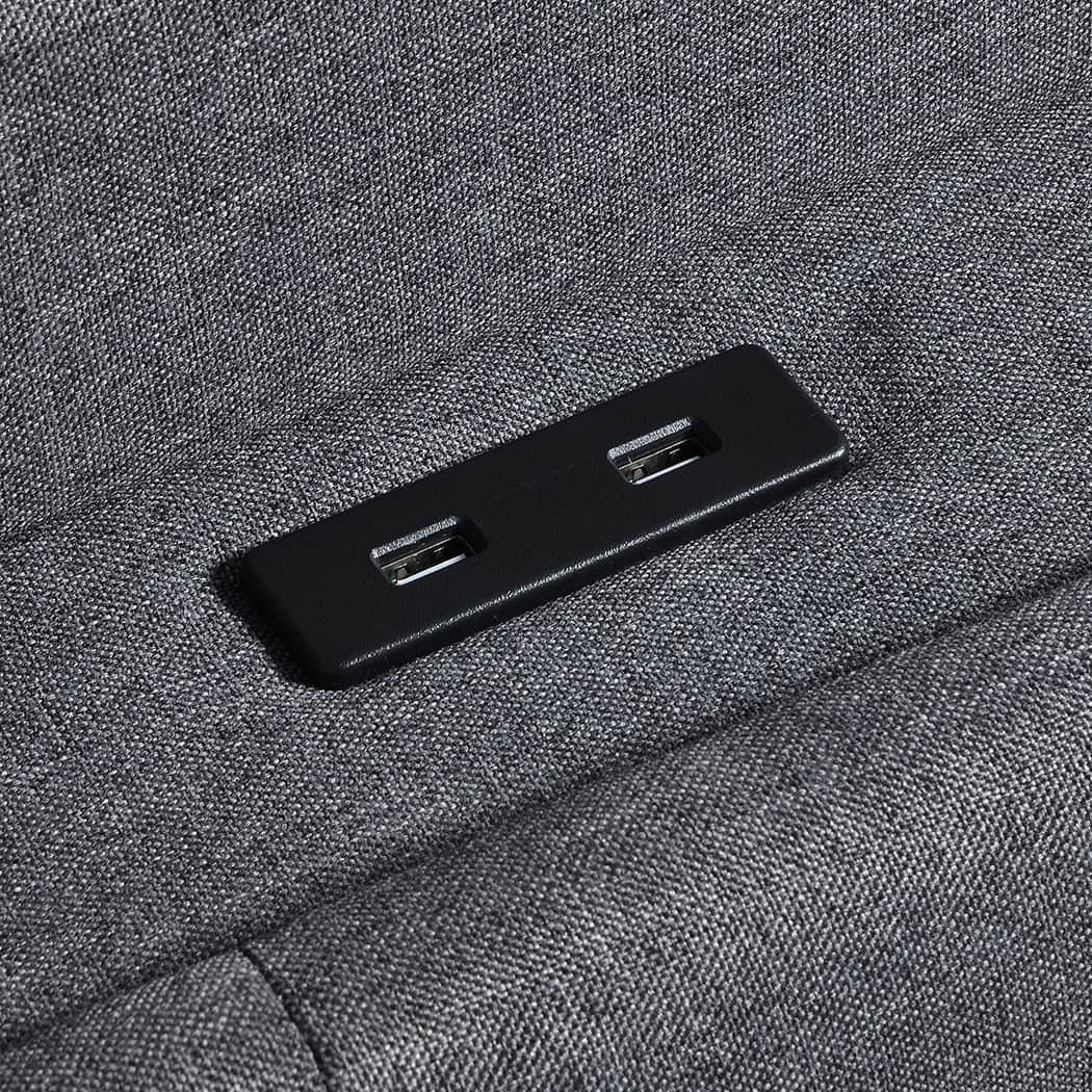 Functional King Bed Frame Gas Lift Storage LED Light USB  Sleek