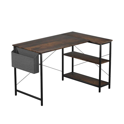 Functional L Shaped Computer Desk Corner Desk Brown  Wood Finish