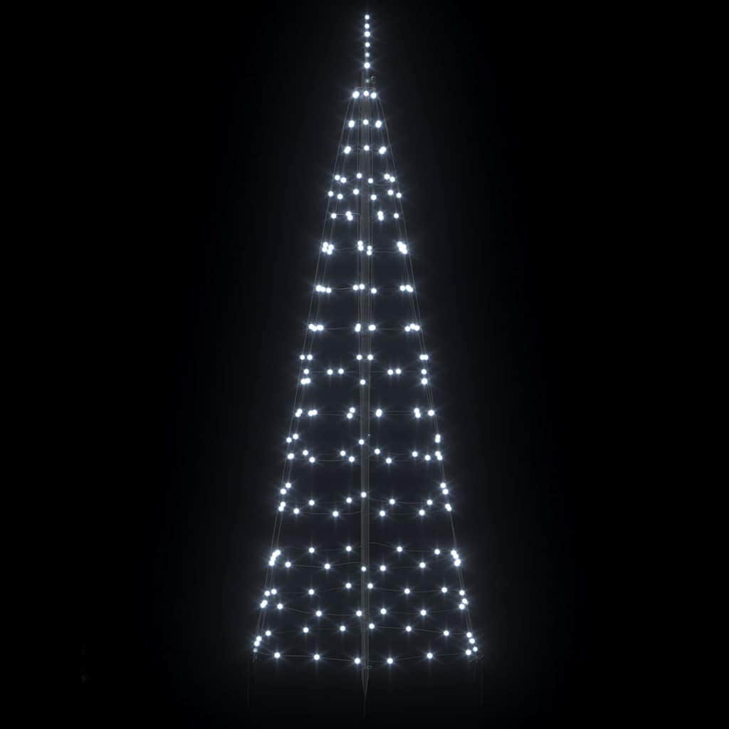 Functional LED Christmas Tree with Ground Spikes Cool White 250cm Iron