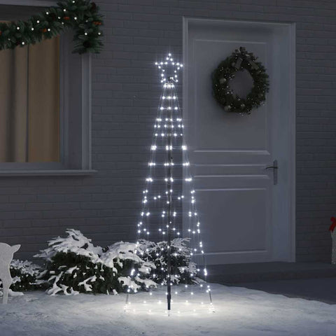 Functional LED Christmas Tree with Ground Spikes Cool White 250cm Iron