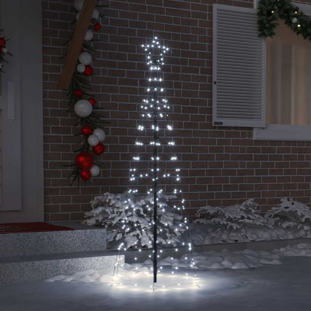 Functional LED Christmas Tree with Ground Spikes Cool White 250cm Iron