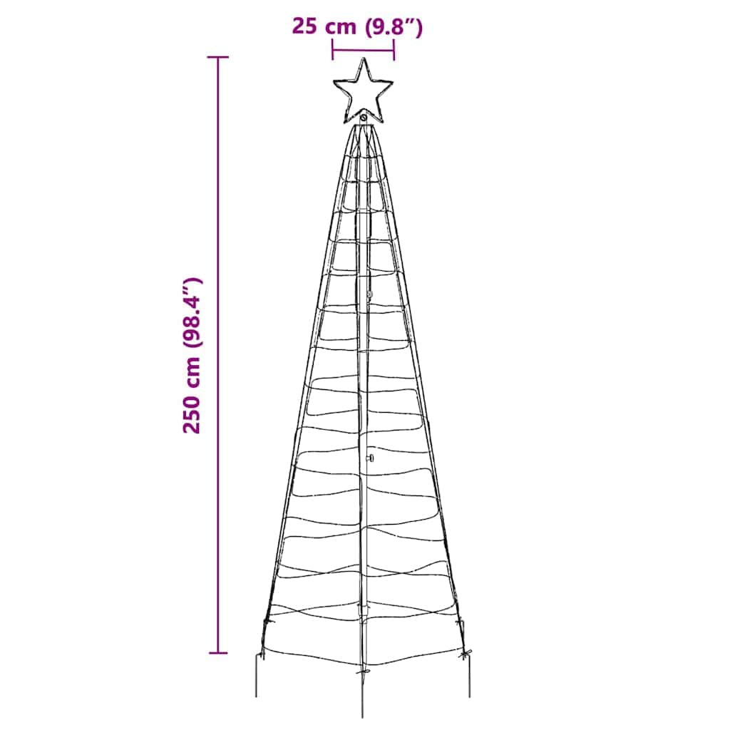 Functional LED Christmas Tree with Ground Spikes Cool White 250cm Iron
