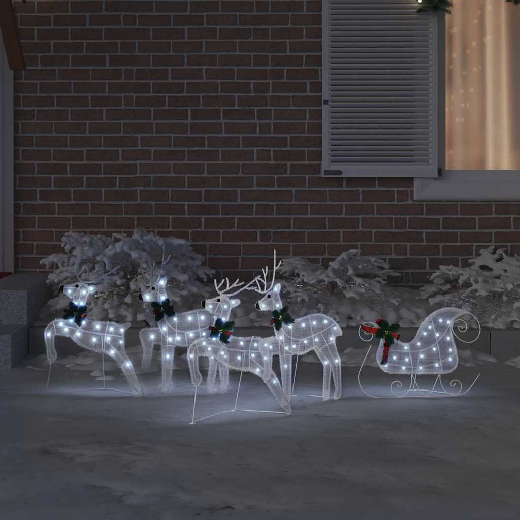 Functional LED Reindeers 5 pcs White Fabric - Durable Construction
