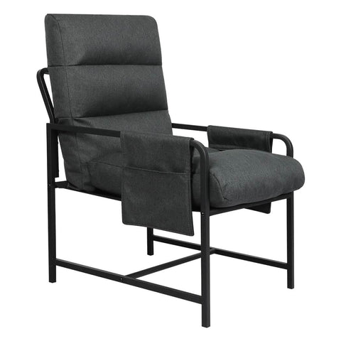 Functional Metal Framed Lounge Chair Linen in Dark Grey  Scandi