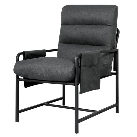 Functional Metal Framed Lounge Chair Linen in Dark Grey  Scandi