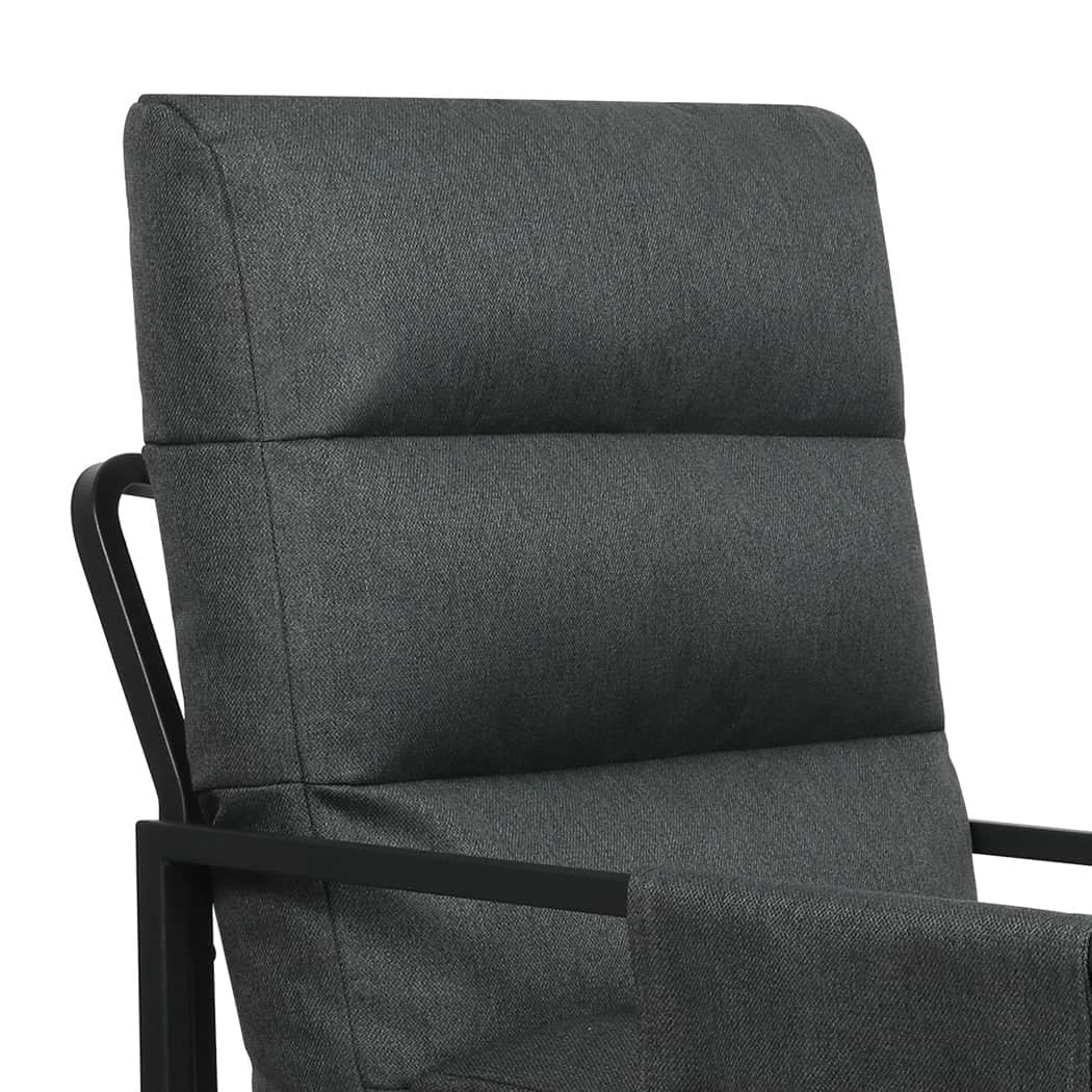Functional Metal Framed Lounge Chair Linen in Dark Grey  Scandi