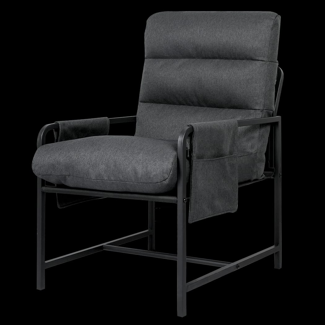 Functional Metal Framed Lounge Chair Linen in Dark Grey  Scandi - id4