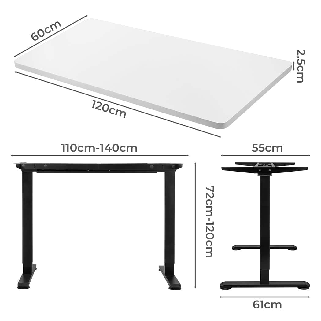 Functional Motorised Standing Desk Adjustable 120cm White 800x 1.5MM