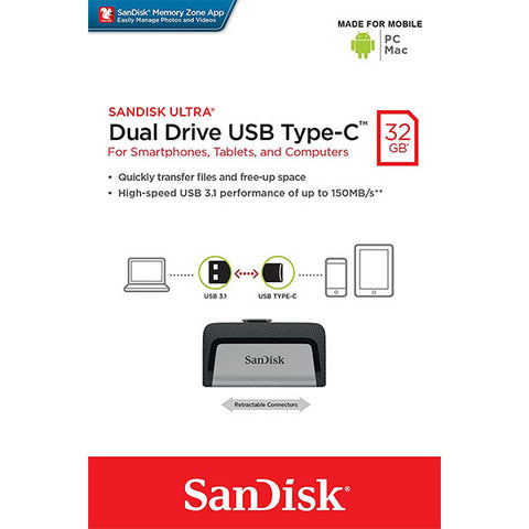 Sandisk Ultra 32 Gb Sdddc2-032 G Dual Usb Drive Type-C 3.1