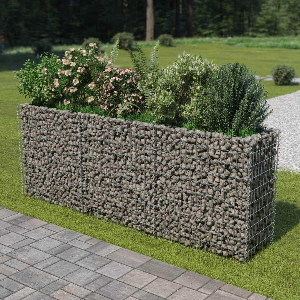 Gabion Planter Galvanised Steel  {Colour Silver}