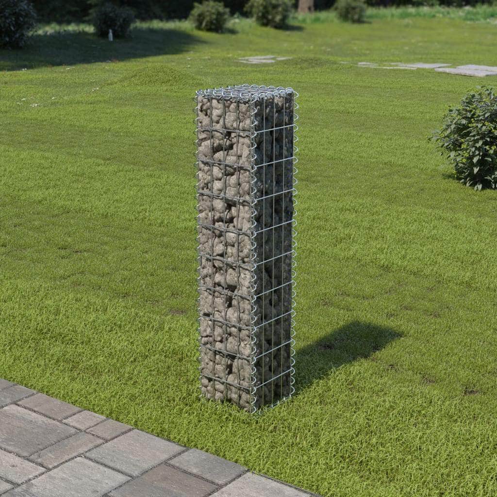 Gabion Wall with Covers Galvanised Steel  Silver