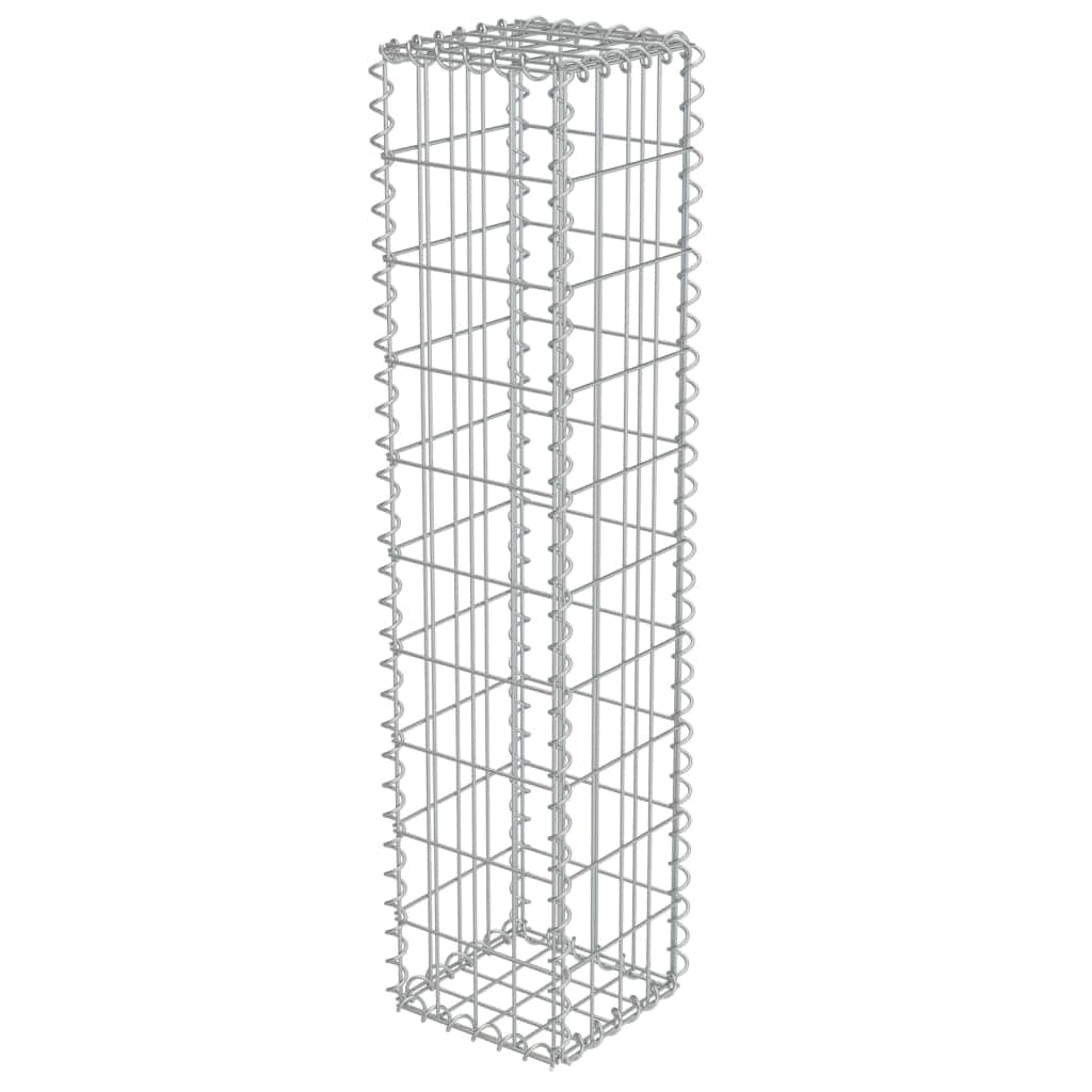 Gabion Wall with Covers Galvanised Steel  Silver