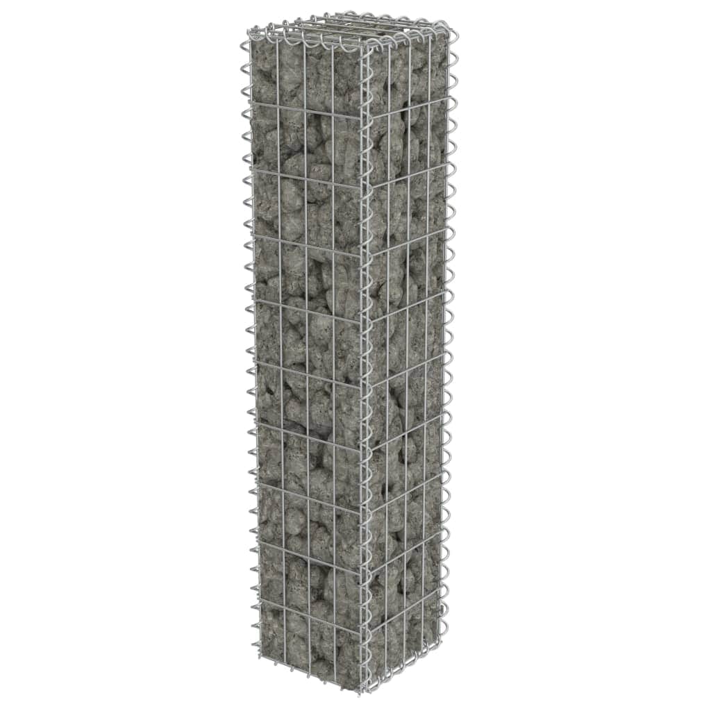 Gabion Wall with Covers Galvanised Steel  Silver