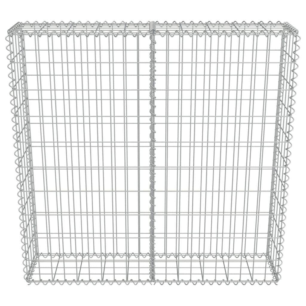 Gabion Wall with Covers Galvanised Steel "Silver"