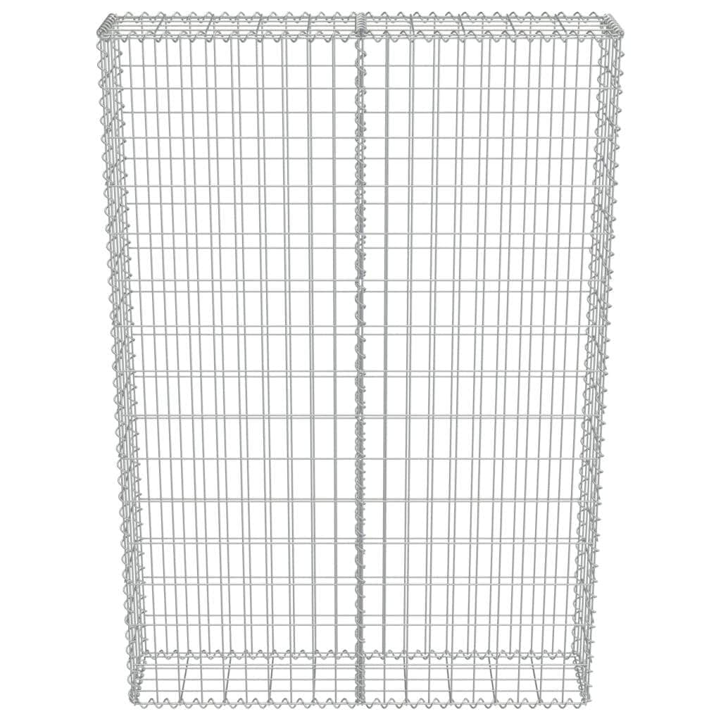 Gabion Wall with Covers Galvanised Steel , Silver