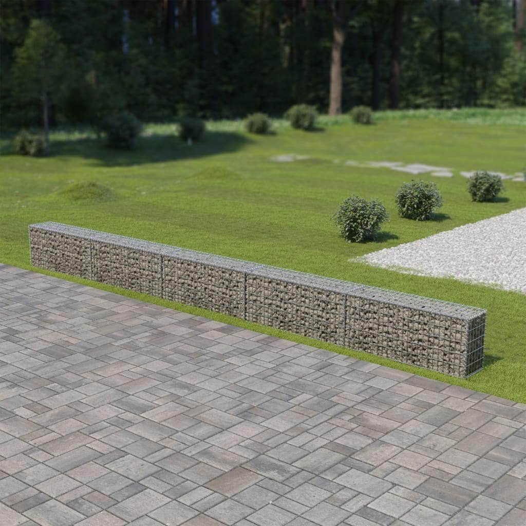 Gabion Wall with Covers Galvanised Steel --Silver