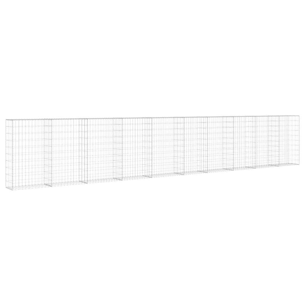 Gabion Wall with Covers Galvanised Steel Silver