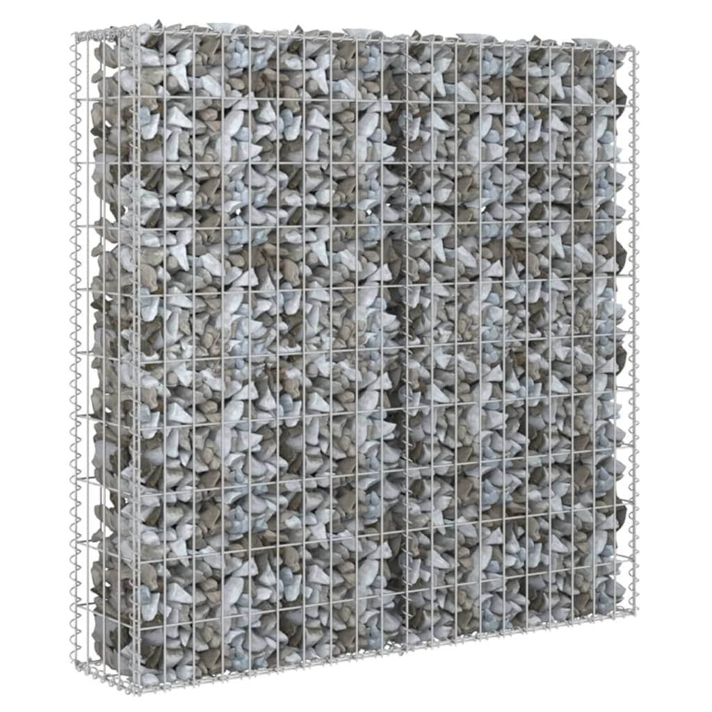 Gabion Wall with Covers Galvanised Steel -Silver