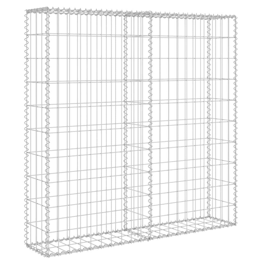 Gabion Wall with Covers Galvanised Steel -Silver