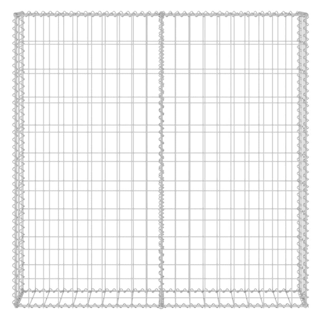 Gabion Wall with Covers Galvanised Steel -Silver