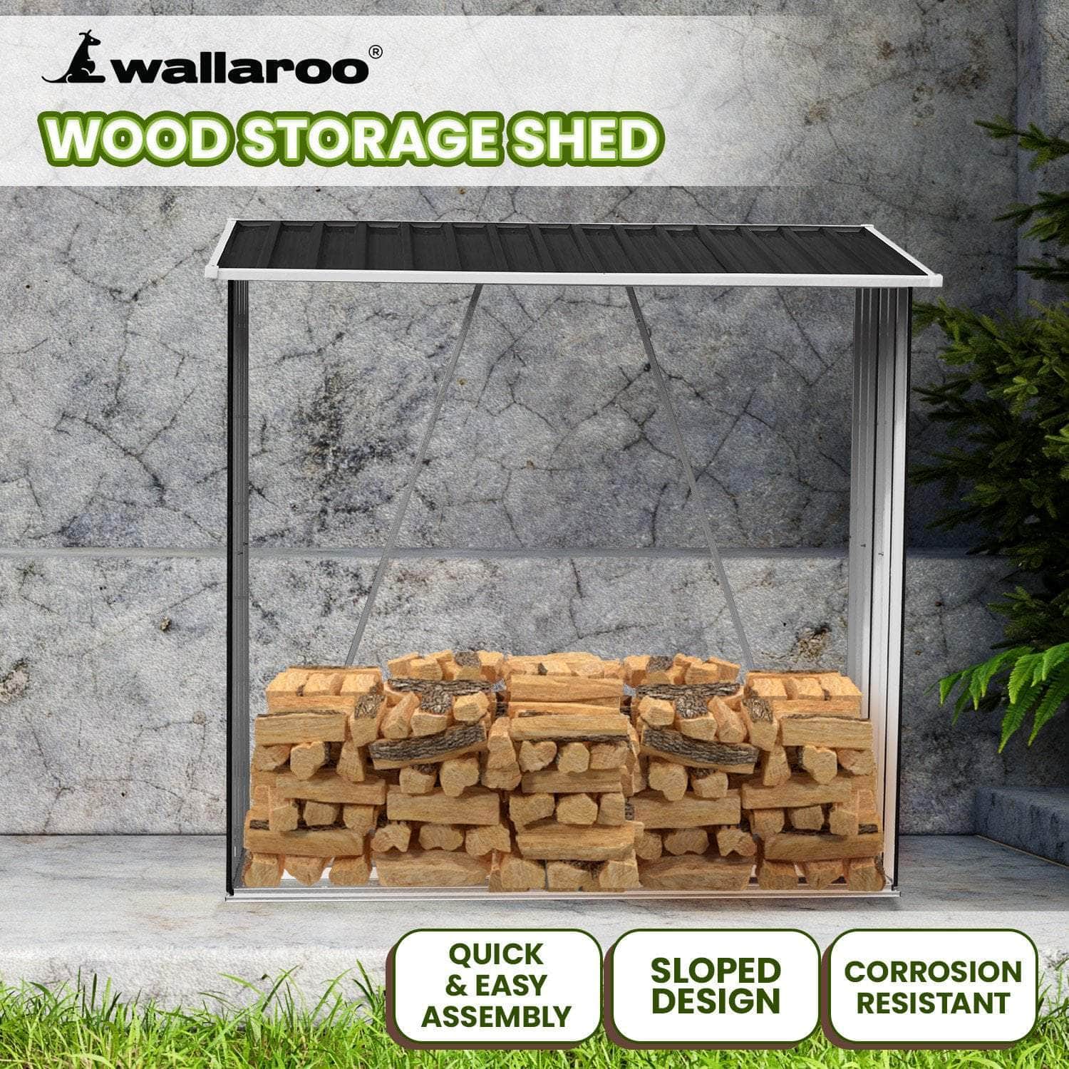 Galvanized Steel Wood Storage Shed with outdoor > garden care - photo 17