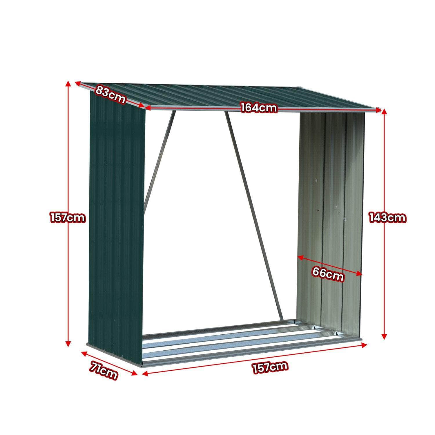 Galvanized Steel Wood Storage Shed - Steel finish