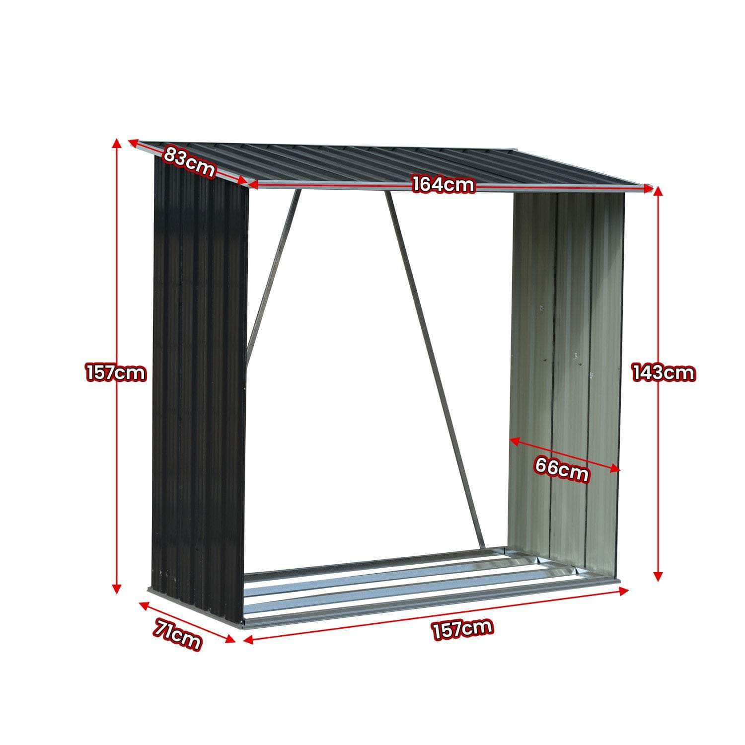 outdoor > garden care - Galvanized Steel Wood Storage Shed