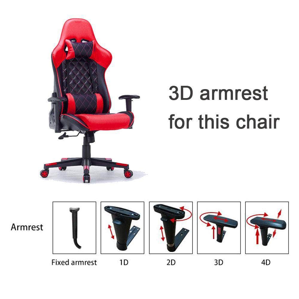 Gaming Chair Ergonomic Racing Chair Reclining Gaming Seat 3D Armrest Footrest Red Black