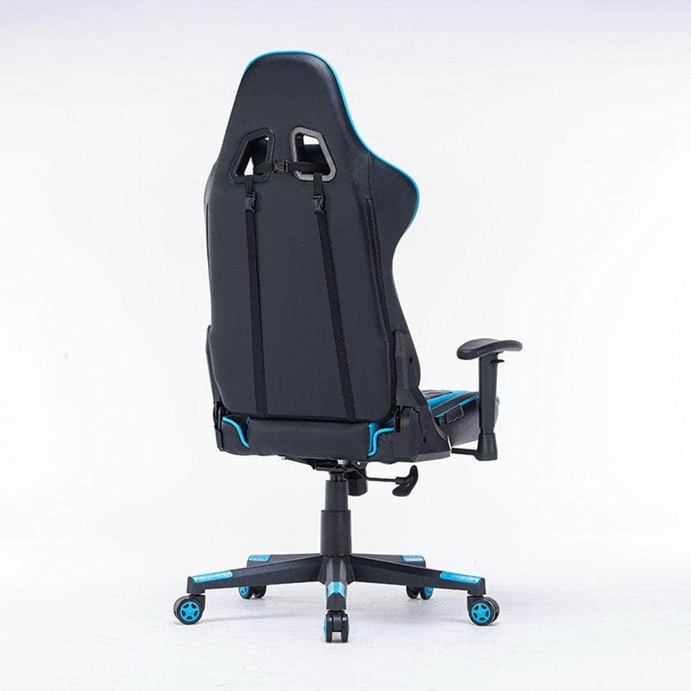 Gaming Chair Ergonomic Reclining 3D Armrest Footrest White Black