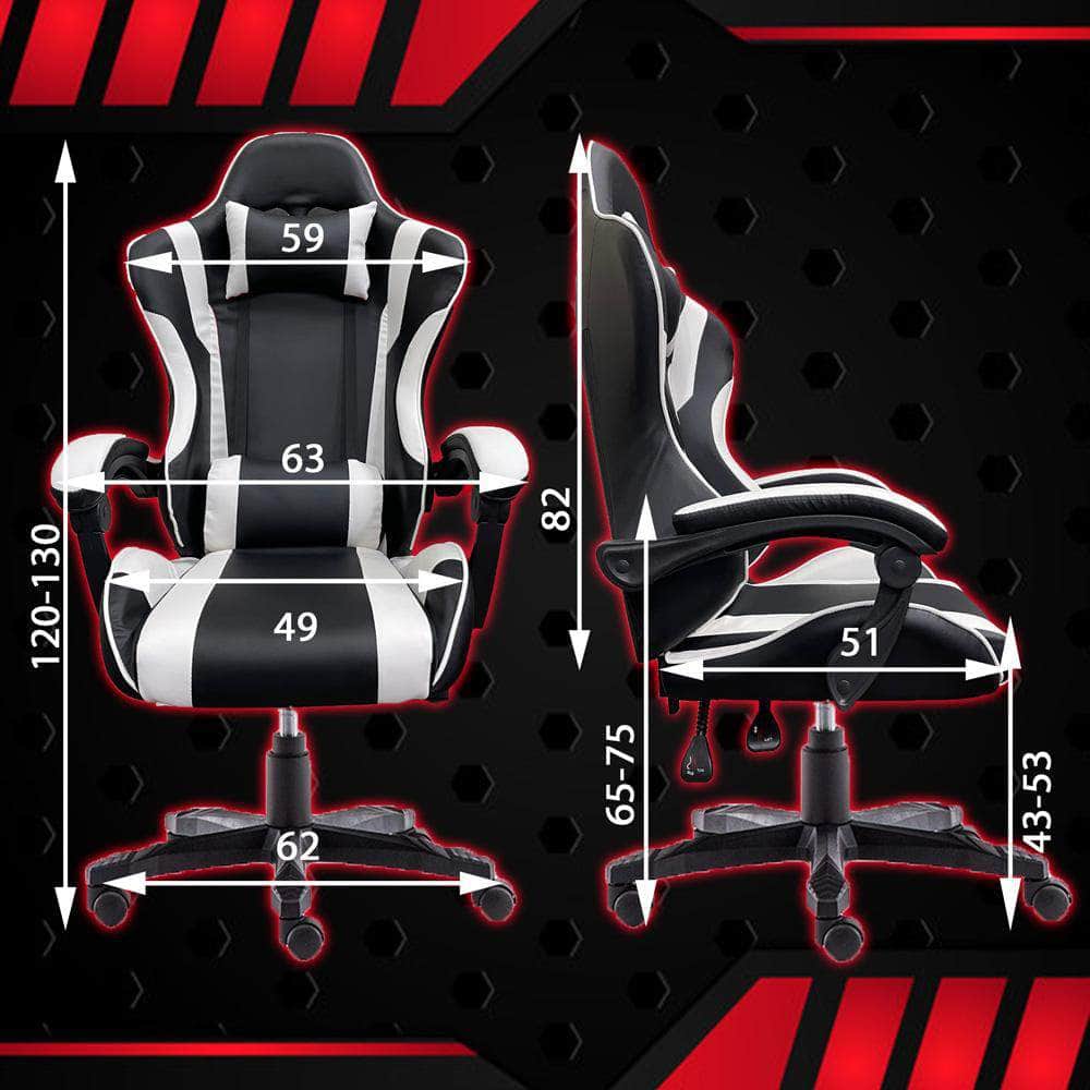 Gaming Chair Office Computer Seating Racing Pu Executive Racer Recliner Large Black