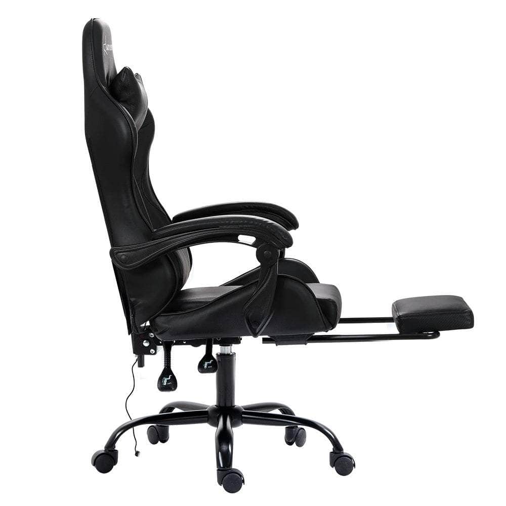 Gaming Chairs Massage Racing Recliner Leather Office Chair Footrest Black