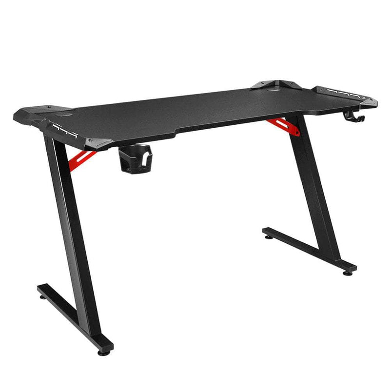 Gaming Desk RGB LED Computer Table Z Shape Carbon Fibre