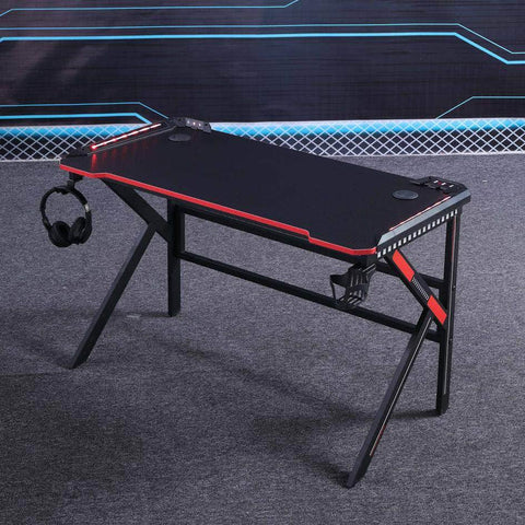 Gaming Desk Desktop Pc Computer Desks Table Office Laptop K-Shaped Legs Black