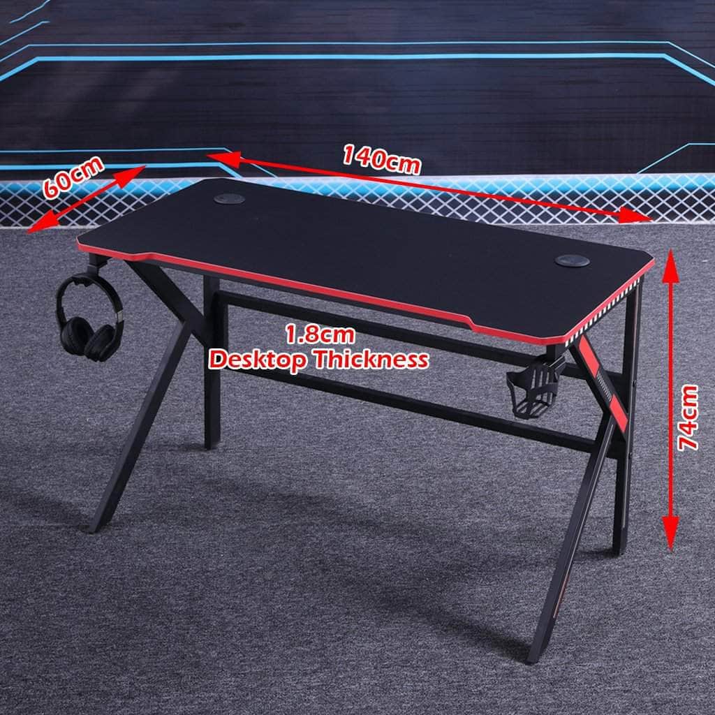 Gaming Desk Desktop Pc Computer Desks Table Office Laptop K-Shaped Legs Black