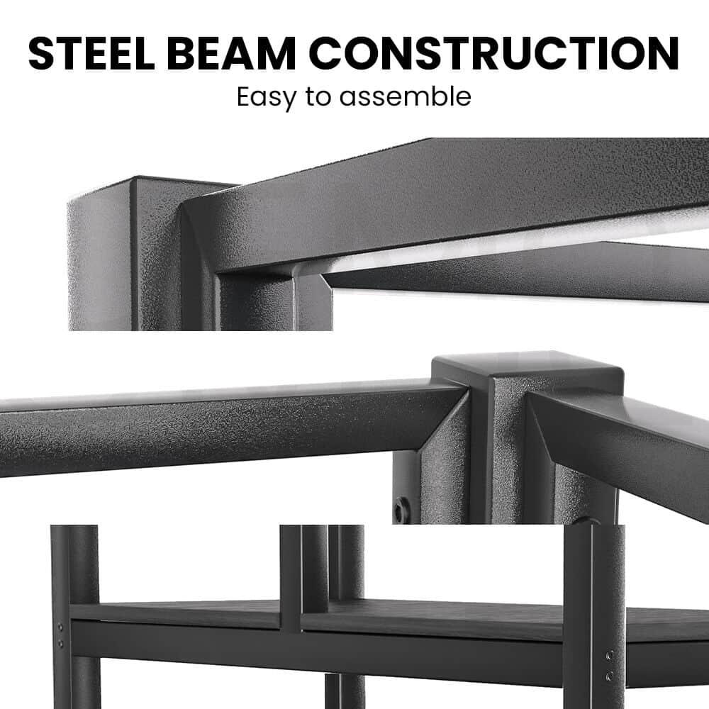 Gaming Loft Bed With Desk Steel Metal Frame Space Saving Design