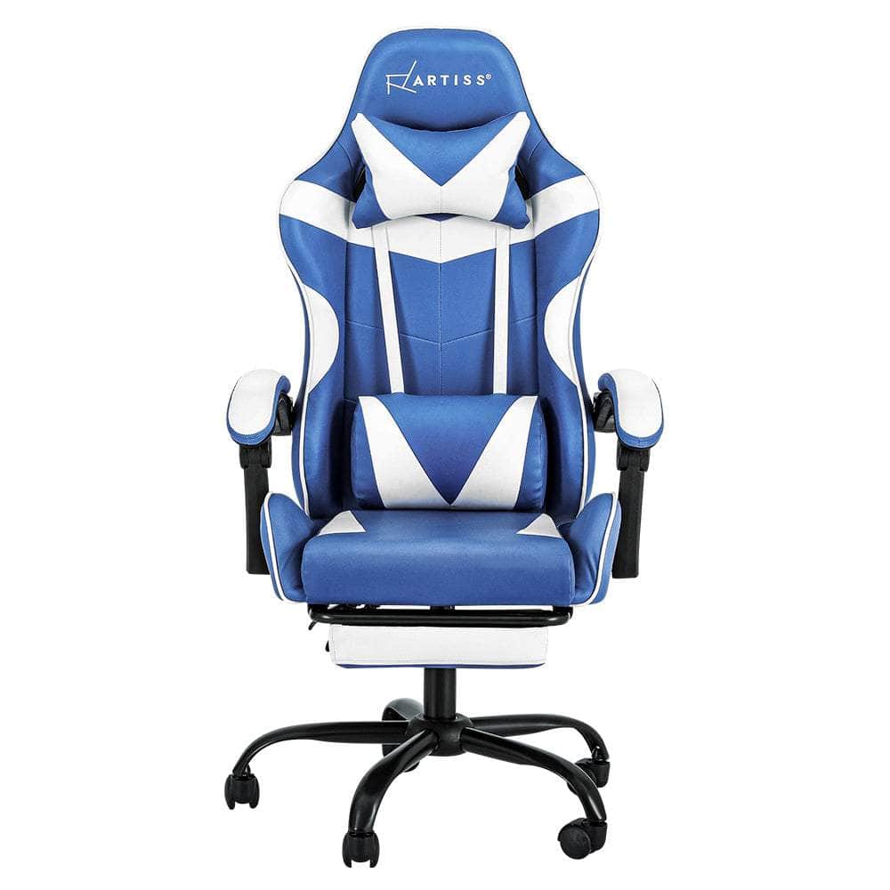 Gaming Office Chair Executive Computer Leather Blue White