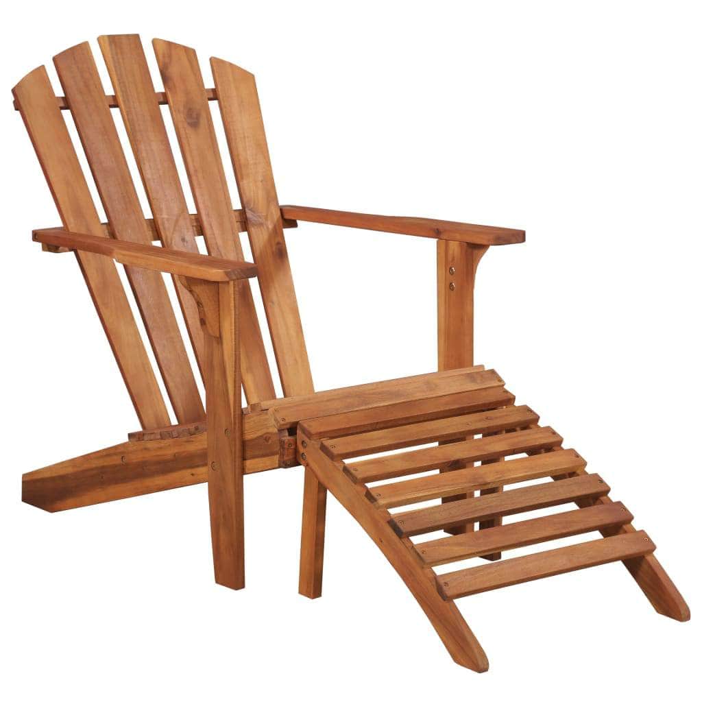 Garden Adirondack Chair with Footrest Solid Acacia Wood - Simple deals