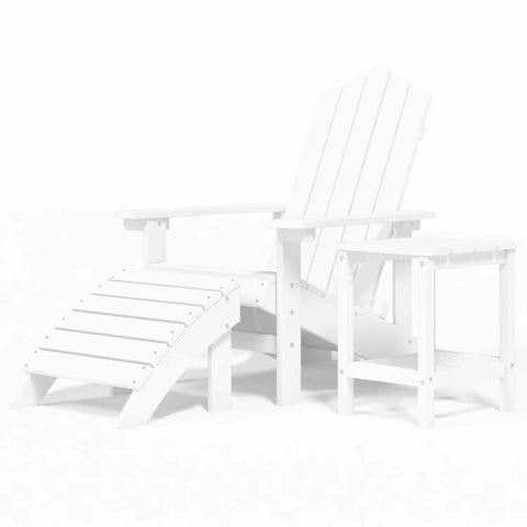 Garden Adirondack Chair with Footstool & Table HDPE White