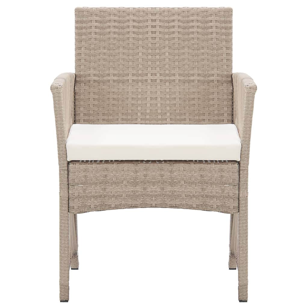 Garden Armchairs with Cushions 2 pcs Beige Poly Rattan