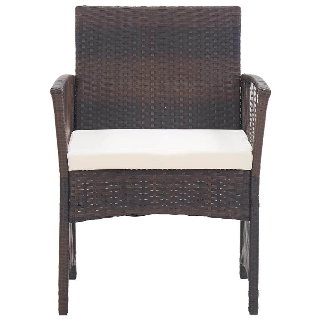 Garden Armchairs with Cushions 2 pcs Brown Poly Rattan