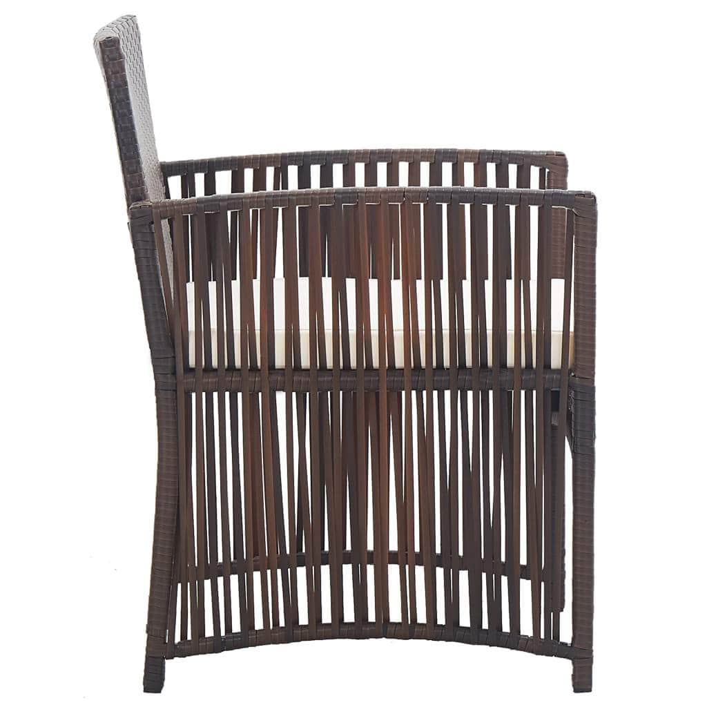 Garden Armchairs with Cushions 2 pcs Brown Poly Rattan