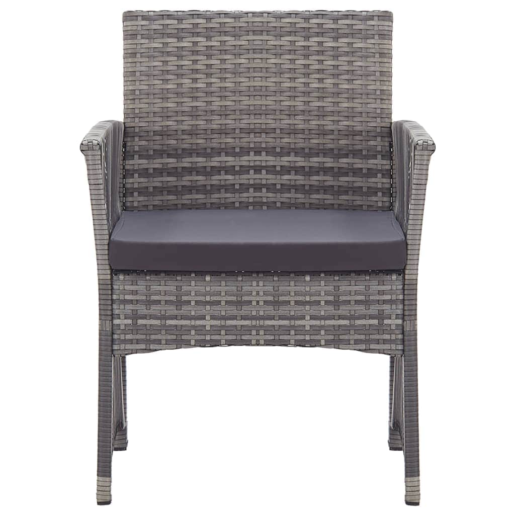 Garden Armchairs with Cushions 2 pcs Grey Poly Rattan