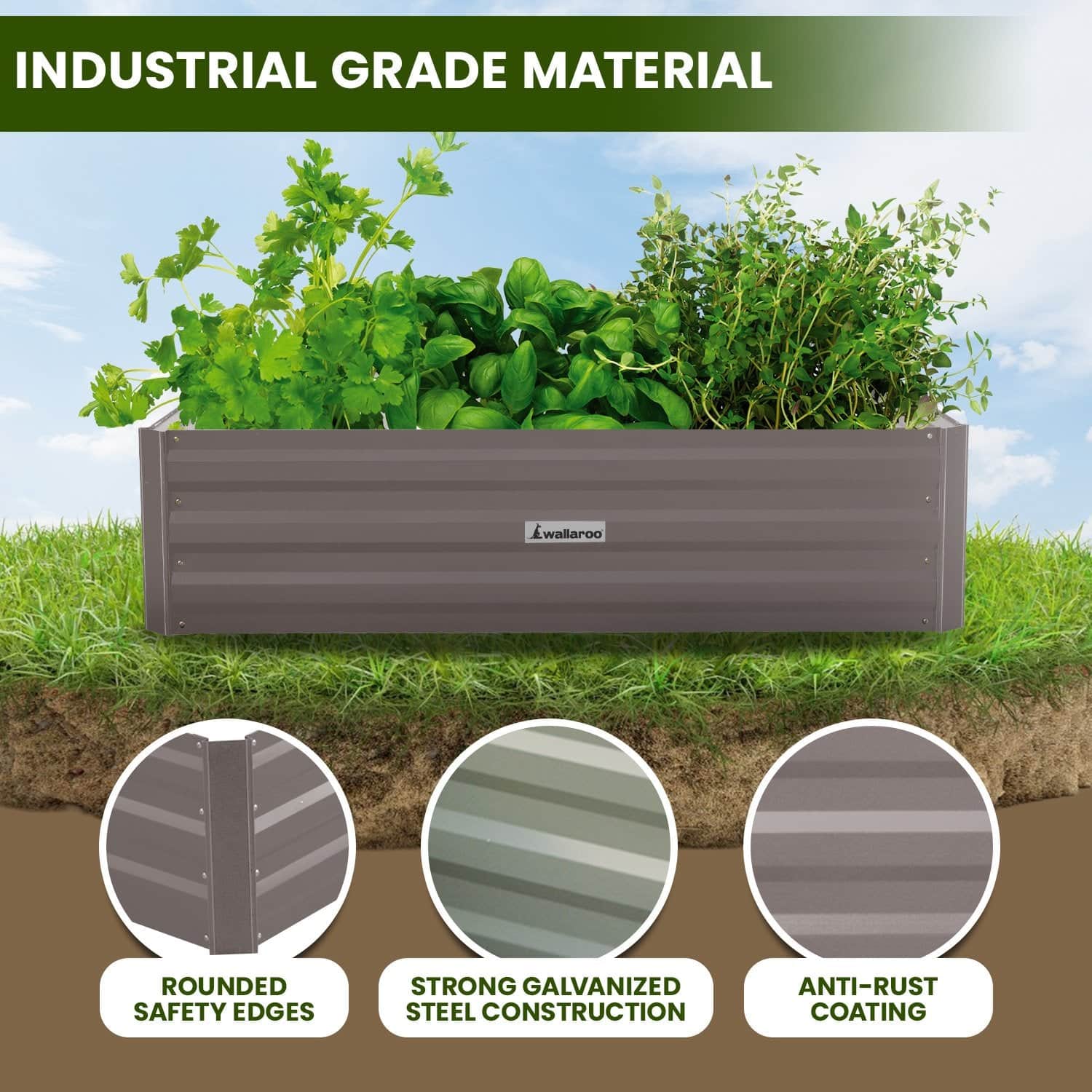 Garden Bed 120 X 60 X 30Cm Galvanized Steel - Grey