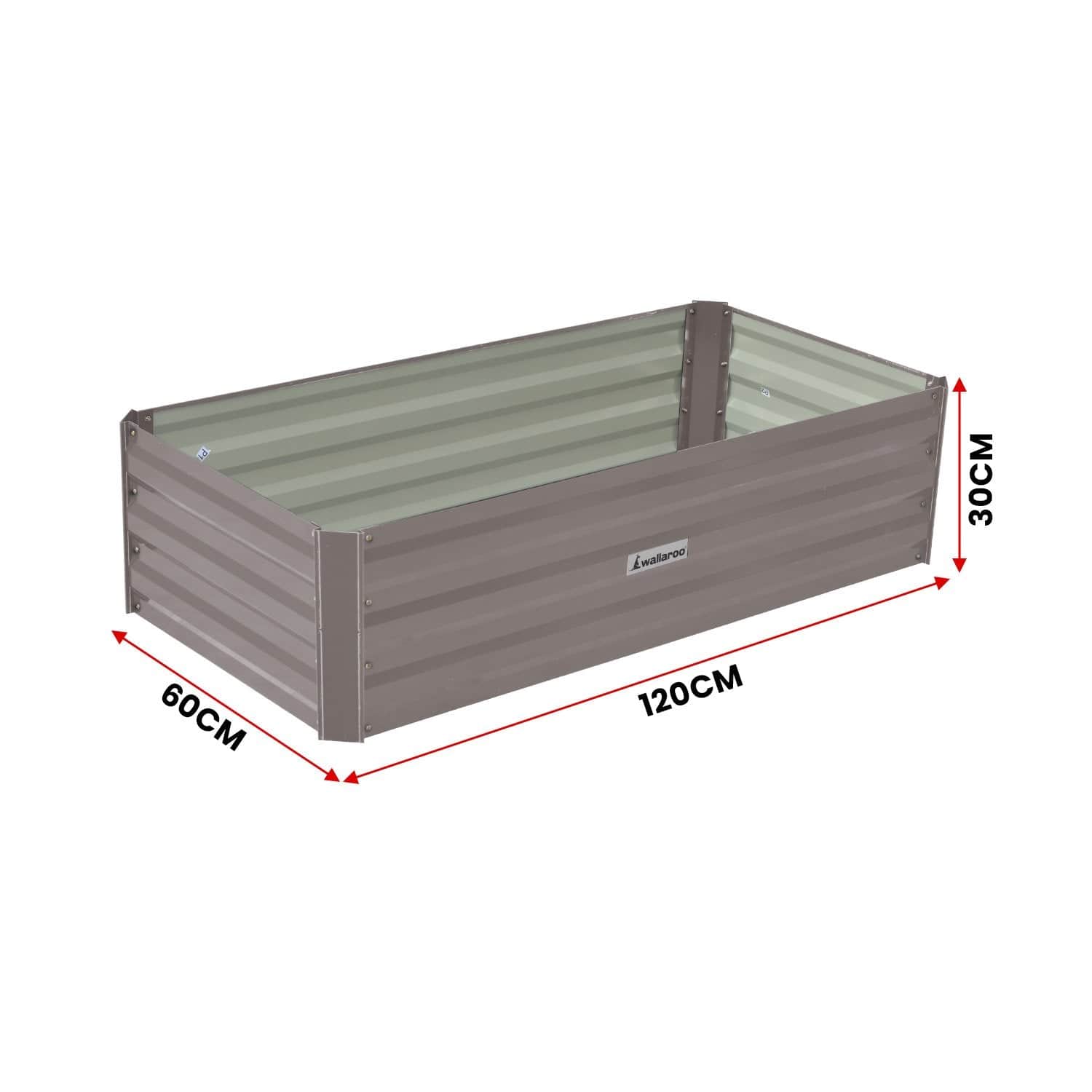 Garden Bed 120 X 60 X 30Cm Galvanized Steel - Grey