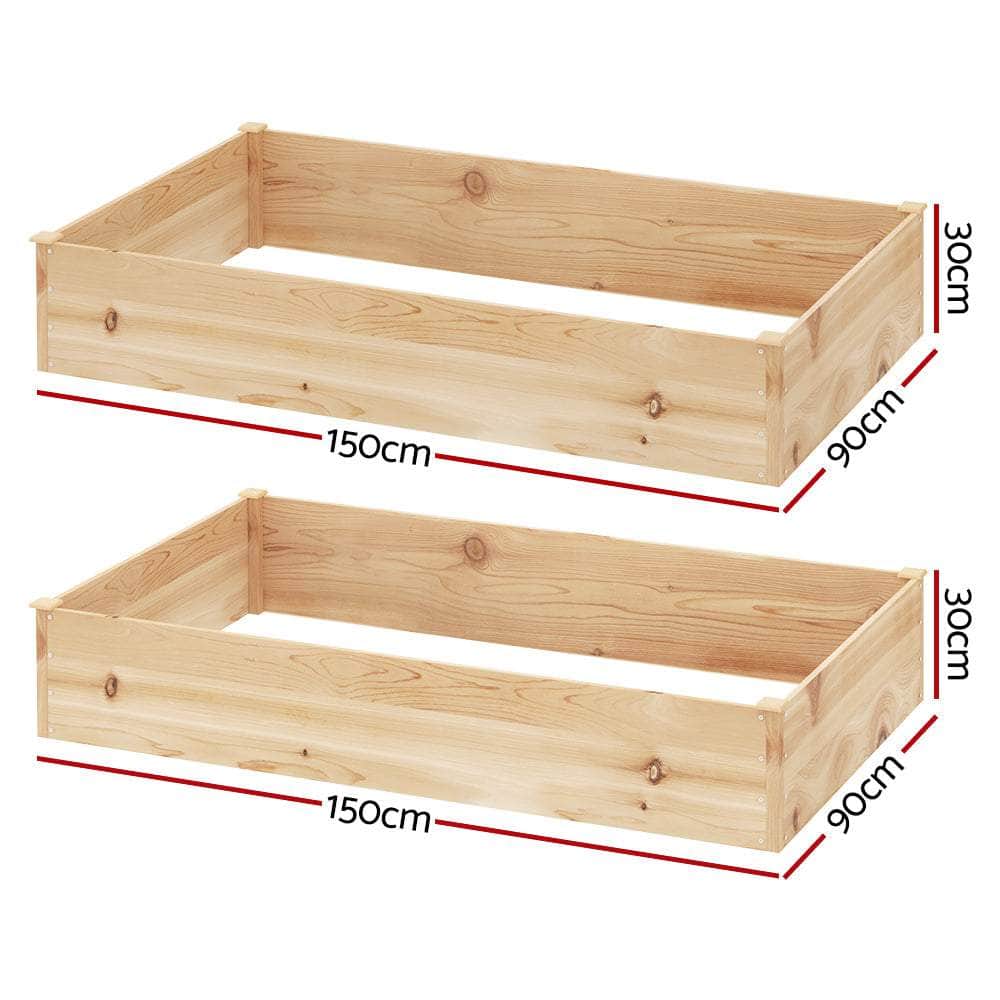 Wooden finish - Garden Bed 150x90x30cm Wooden Planter Box Raised Container Growing