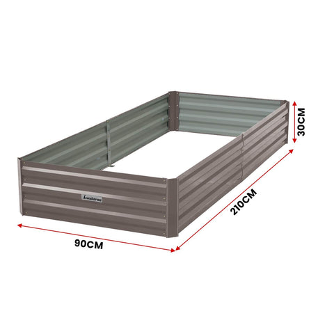 Garden Bed 210 X 90 X 30Cm Galvanized Steel - Grey